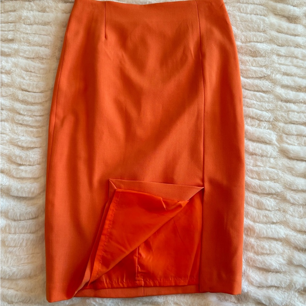 Tahari Arthur S. Levine Crepe Pencil Skirt, Size 4, Orange - Picture 5 of 5